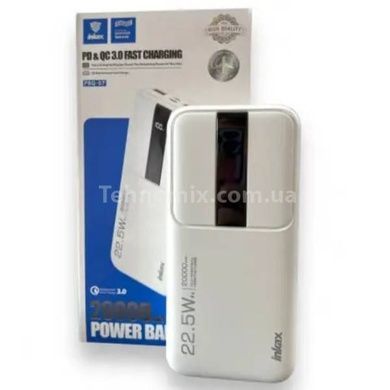 Power bank на два виходи з дисплеєм із швидкою зарядкою 20000 mAh INKAX PBQ-07 Білий