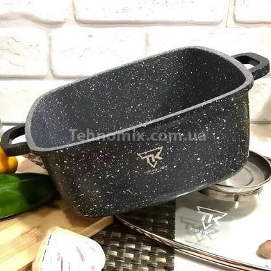 Каструля квадратна з антипригарним покриттям з кришкою 20см 2,7л Чорна