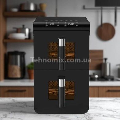 Аерофритюрка двоярусна з лотками по 6,5л 1700+1700Вт Sokany SK-10084 Чорна