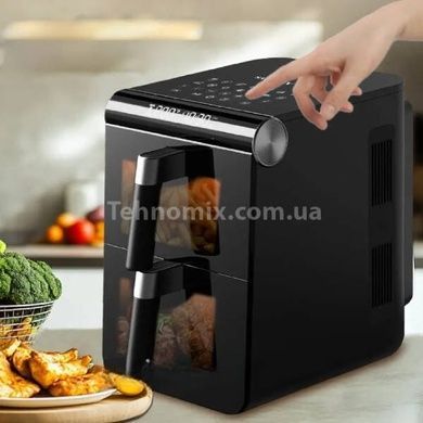 Аерофритюрка двоярусна з лотками по 6,5л 1700+1700Вт Sokany SK-10084 Чорна