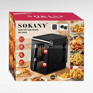 Аерофритюрка двоярусна з лотками по 6,5л 1700+1700Вт Sokany SK-10084 Чорна