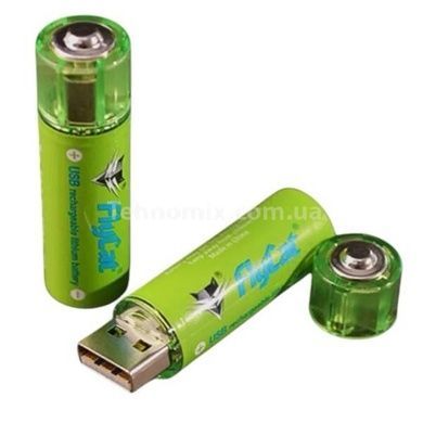 Комплект 2 аккумулятора 1,5V 1500mаh с USB зарядкой от повербанка в виде батарейки FluCat Салатовый