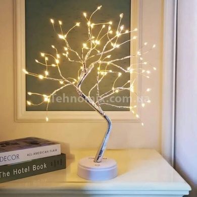 Нічник Дерево 108LED 3AAA 8 режимів мерехтіння тепле світло Сріблястий