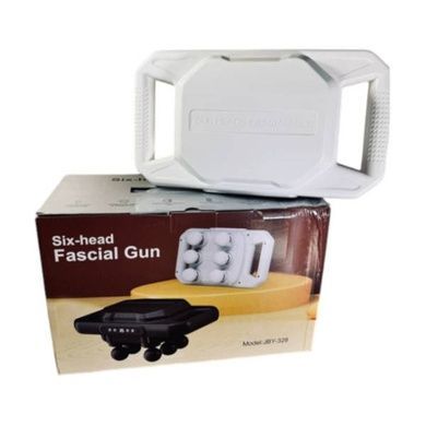 Массажер перкуссионный для тела 6 массажных головок Fascial Gun JBY-328 Белый