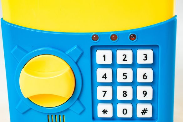 Дитячий сейф-скарбничка Cartoon Bank з кодовим замком жовто-блакитний