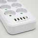 Мережевий фільтр подовжувач 3м, LED, 6-220V, 4-USB, 1-PD Type-C D6 Білий