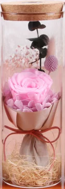 Троянда в колбі з LED підсвічуванням Велика №A52 рожева