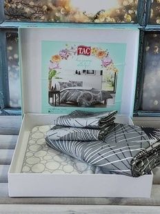 Постільна білизна Tac Sparkle Grey Ранфорс Євро розмір