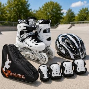 Ролики дитячі розсувні з повним комплектом захисту 29-33 Scale Sports White Білі