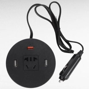 Трійник-подовжувач у прикурювач 12v USB Чорний