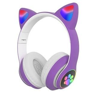 Беспроводные Bluetooth наушники с кошачьими ушками STN-28 Фиолетовые