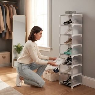 Полиця для взуття відкрита розбірна 7-shoe rack LY-1073 Біла