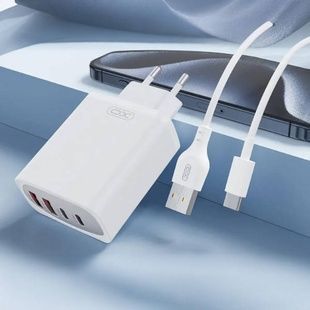 Мережевий зарядний пристрій XO CE22 45W GaN Nitride (2USB-C+2USB-A) Fast Charging Charger Біле