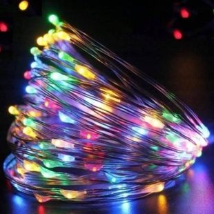 Гірлянда Роса лінійна 10м 100Led на батарейках та USB A29 multi Мультиколор