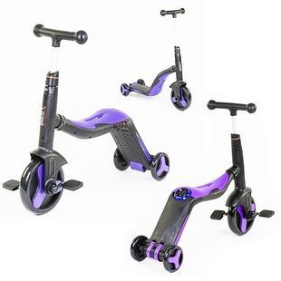 Cамокат-велобег-велосипед 3 в 1 S 868 Best Scooter, 8 мелодий, колёса PU Синий