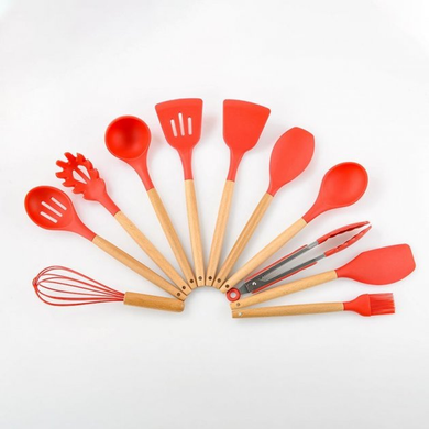 Кухонный набор из 12 предметов Kitchen Art с бамбуковой ручкой Красный