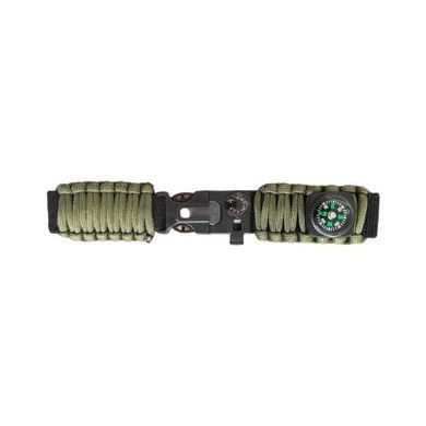 Браслет для виживання PARACORD 18 мм із компасом Зелений