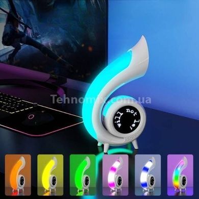 Нічник з годинником та Bluetooth колонкою G69 Pro LED Lyrics Біла