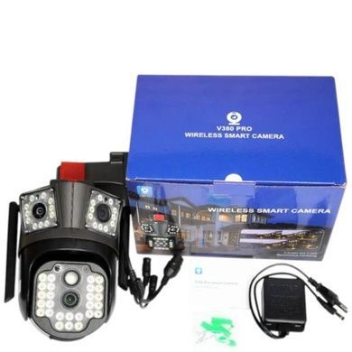Камера відеоспостереження поворотна з сиреною WIFI ptz Dual lens camera AND V35 Чорна