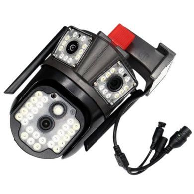 Камера відеоспостереження поворотна з сиреною WIFI ptz Dual lens camera AND V35 Чорна