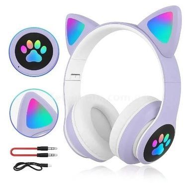 Бездротові навушники Bluetooth з котячими вушками LED CAT EAR P33 фіолетові