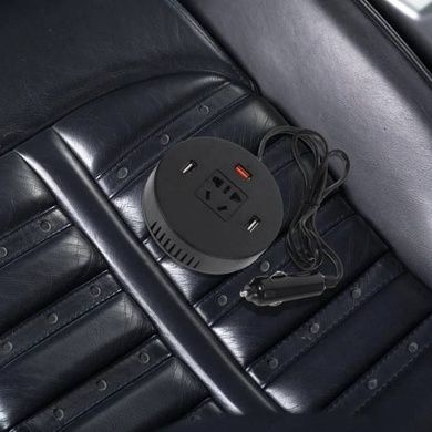 Трійник-подовжувач у прикурювач 12v USB Чорний