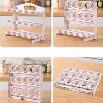 Лоток для яиц трехуровневый складной пластиковый Egg holder 1225 Белый