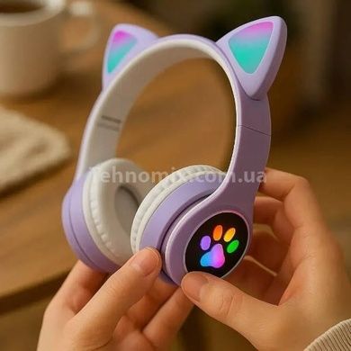 Бездротові навушники Bluetooth з котячими вушками LED CAT EAR P33 фіолетові