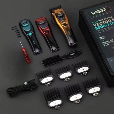 Машинка для стрижки со сменными накладками VGR V-668 Черная с зеленым