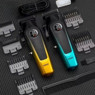 Машинка для стрижки акумуляторна 8 насадок, 2000 mAh VGR V-196 GREEN Чорна із зеленим