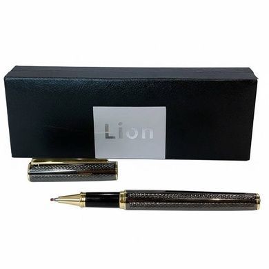 Ручка шариковая металлическая в подарочном футляре Lion 2250 Черная с золотыми вставками