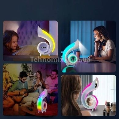 Нічник з годинником та Bluetooth колонкою G69 Pro LED Lyrics Біла