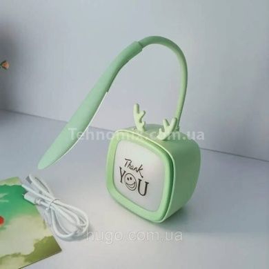 Лампа детская аккумуляторная настольная с RGB подсветкой Hello Зеленая