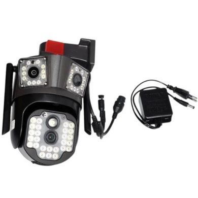 Камера відеоспостереження поворотна з сиреною WIFI ptz Dual lens camera AND V35 Чорна