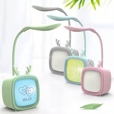Лампа детская аккумуляторная настольная с RGB подсветкой Hello Зеленая