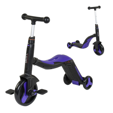 Самокат-велобег-велосипед 3 в 1 S 868 Best Scooter, 8 мелодій, колеса PU Синій