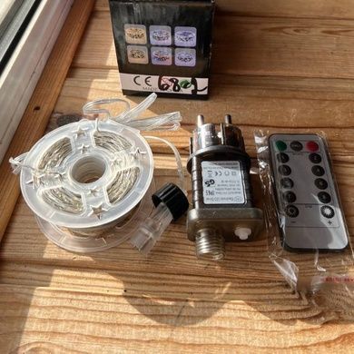 Гирлянда роса линейная с пультом 50м 500LED 220V 4536 AND 68-2 Серая проволока, белый свет