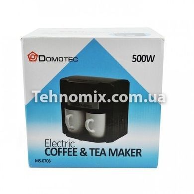 Кофеварка капельная Domotec MS-0708 на 2 чашки 500Вт Черная