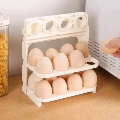 Лоток для яиц трехуровневый складной пластиковый Egg holder 1225 Белый