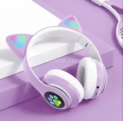Бездротові навушники Bluetooth з котячими вушками STN-28 Фіолетові