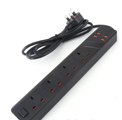Мережевий подовжувач Remax BKL-03 4 Socket / 4 USB / Кабель 200см Чорний