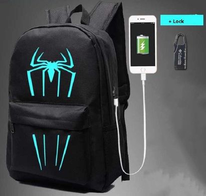 Міський рюкзак з підсвічуванням та usb зарядкою + замок (Павук)