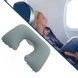 Подушка для путешествий надувная U-образная с покрытием 44*27см Travel Blue Neck Pillow Серая