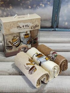 Рушники кухонні Mame Kofe 30х50см Махра набір 3 шт