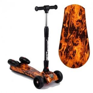 Самокат трехколесный с парогенератором и музыкой, складной руль Best Scooter MAXI Оранжевый огонь