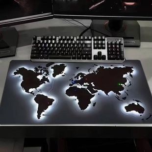 Килимок для миші світиться Карта світу з різнокольоровими світловими точками Чорний
