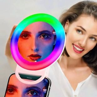 Селфі-кільце світлодіодне з дзеркалом для телефону/планшета Selfie Ring Light Рожеве