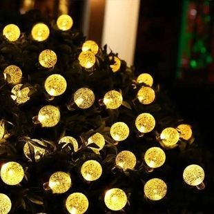 УЦЕНКА! Гирлянда Шарики 50 Led уличная влагоустойчивая от солнечной панели, черный провод SF- 61 Теплый свет
