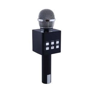 Микрофон караоке беспроводной Bluetooth USB Черный+серебро