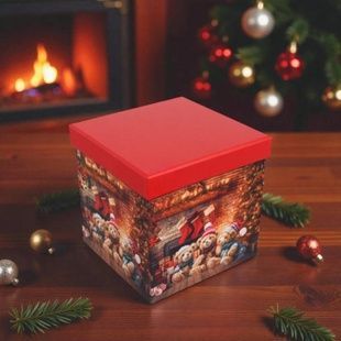 Коробка упаковочная подарочная Мишки у камина 10-й размер 26,5х26,5х26,5см 73-5740